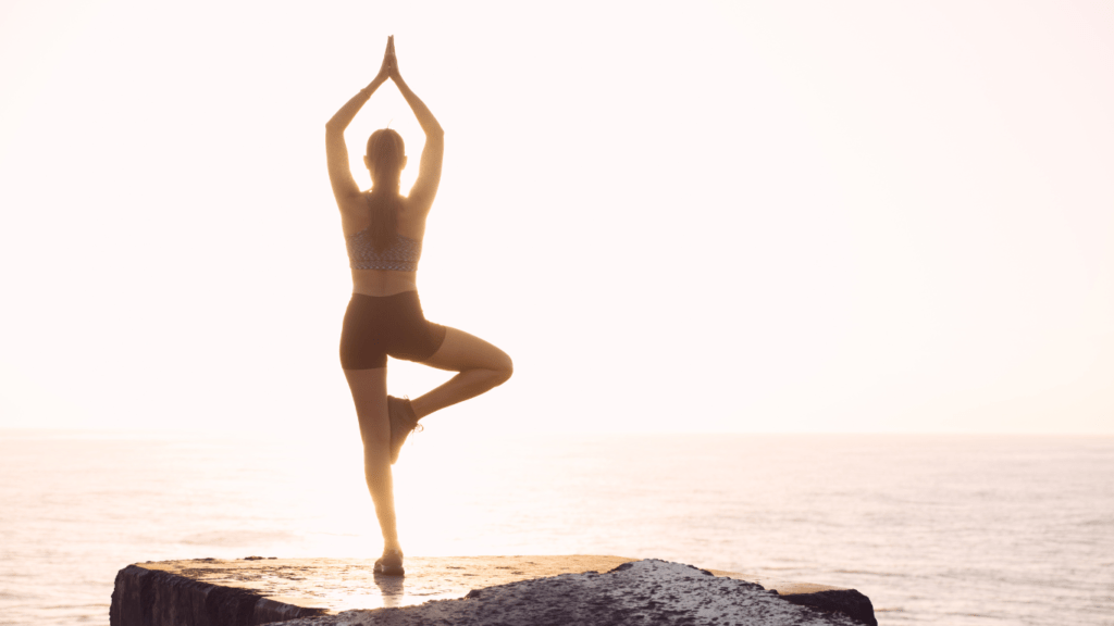 Woman in balanced poses